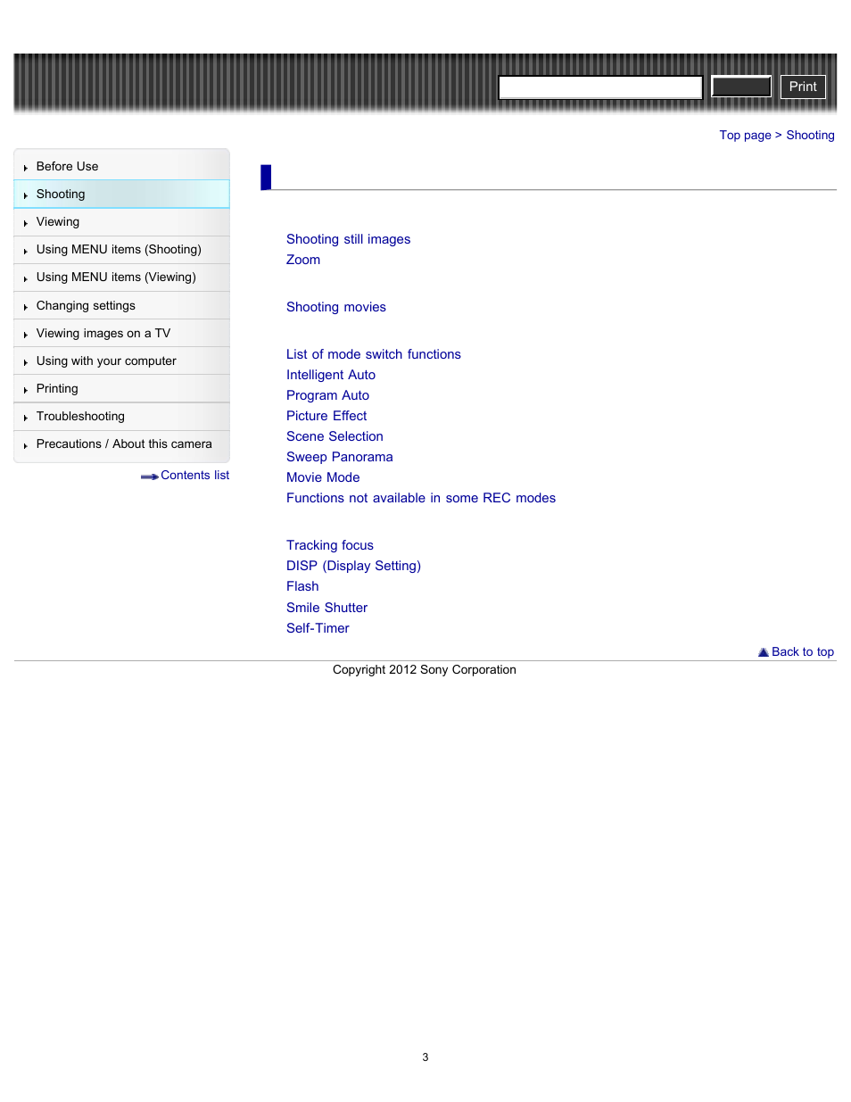 Shooting, Cyber-shot user guide | Sony DSC-W630 User Manual | Page 3 / 186