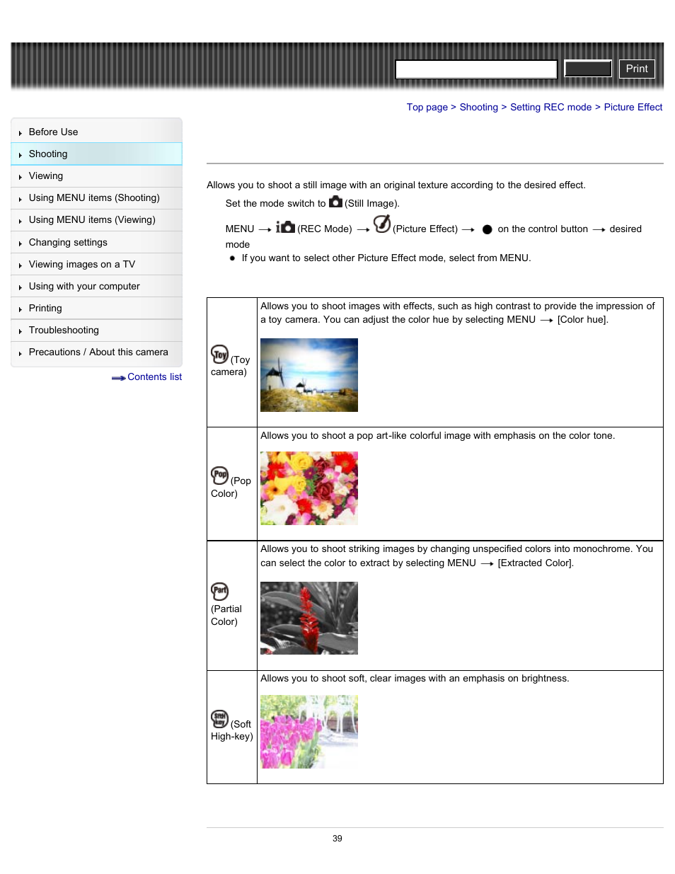 Picture effect, Cyber-shot user guide | Sony DSC-W630 User Manual | Page 39 / 186