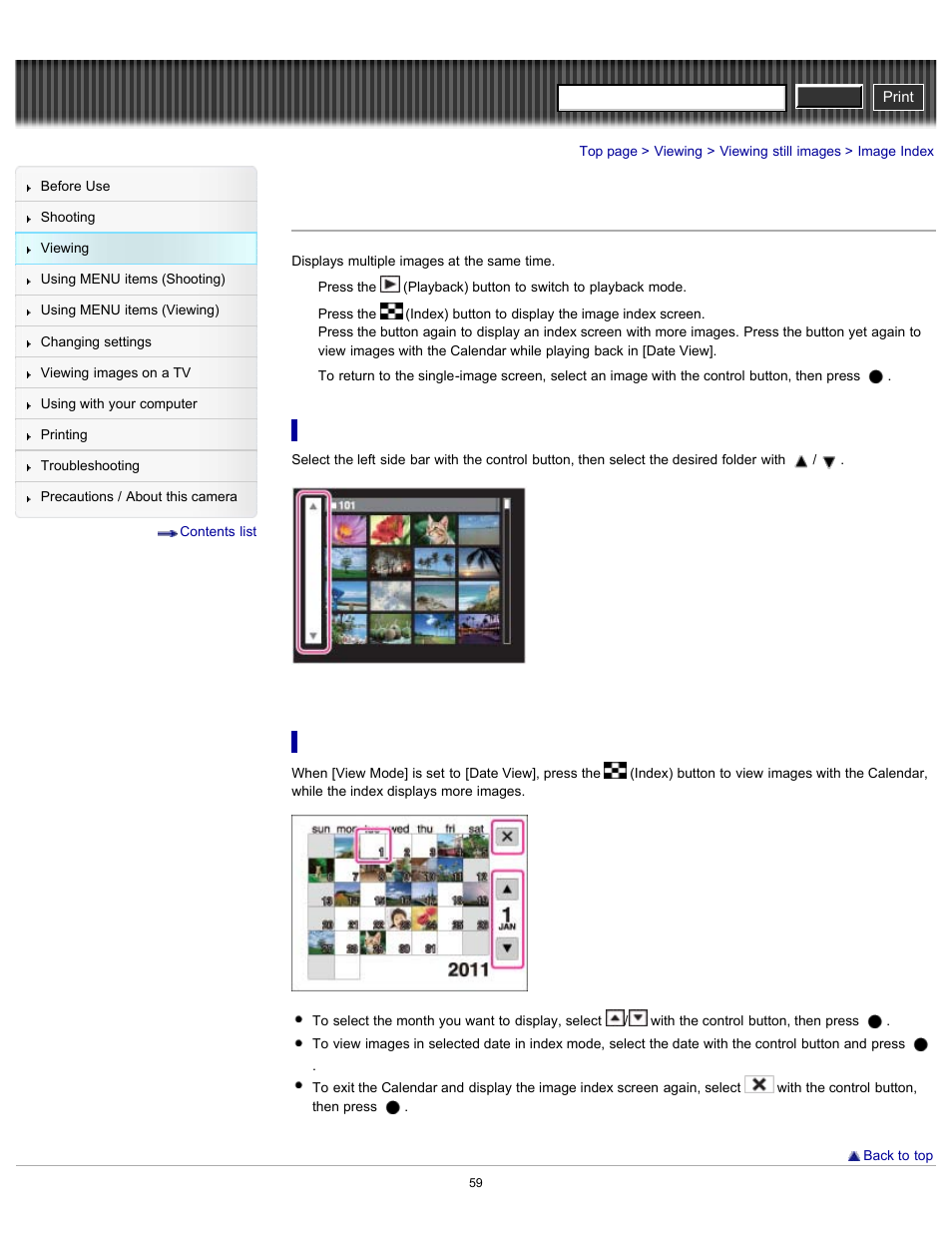 Image index, Cyber-shot user guide | Sony DSC-W630 User Manual | Page 59 / 186
