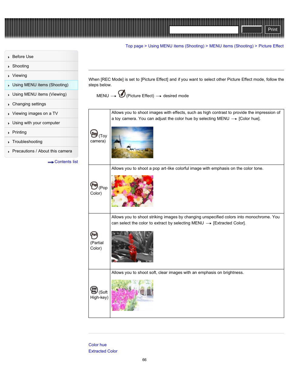 Picture effect, Cyber-shot user guide | Sony DSC-W630 User Manual | Page 66 / 186