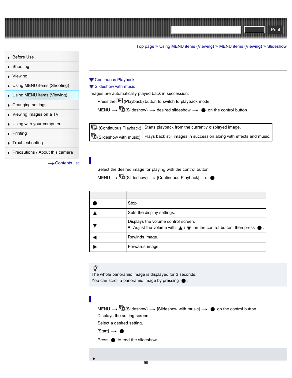 Slideshow, Cyber-shot user guide | Sony DSC-W630 User Manual | Page 98 / 186