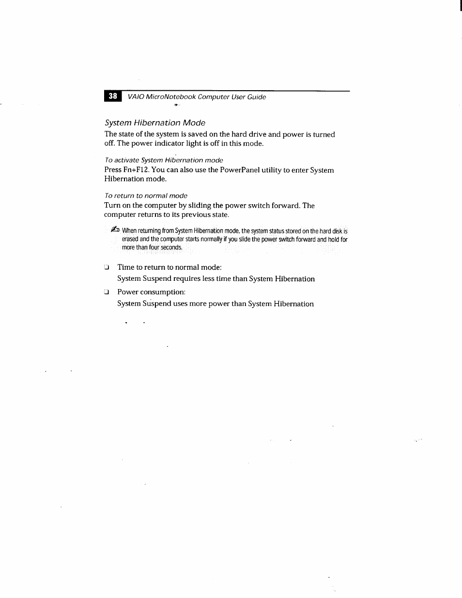 System hibernation mode | Sony PCG-505GX User Manual | Page 48 / 123