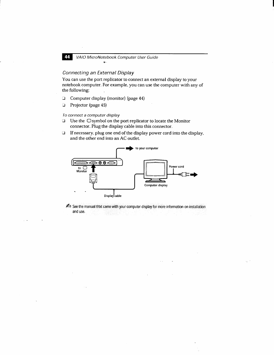 Connecting an external display | Sony PCG-505GX User Manual | Page 54 / 123