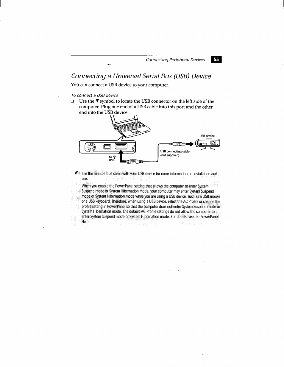 Connecting a universal serial bus (usb) device | Sony PCG-505GX User Manual | Page 65 / 123