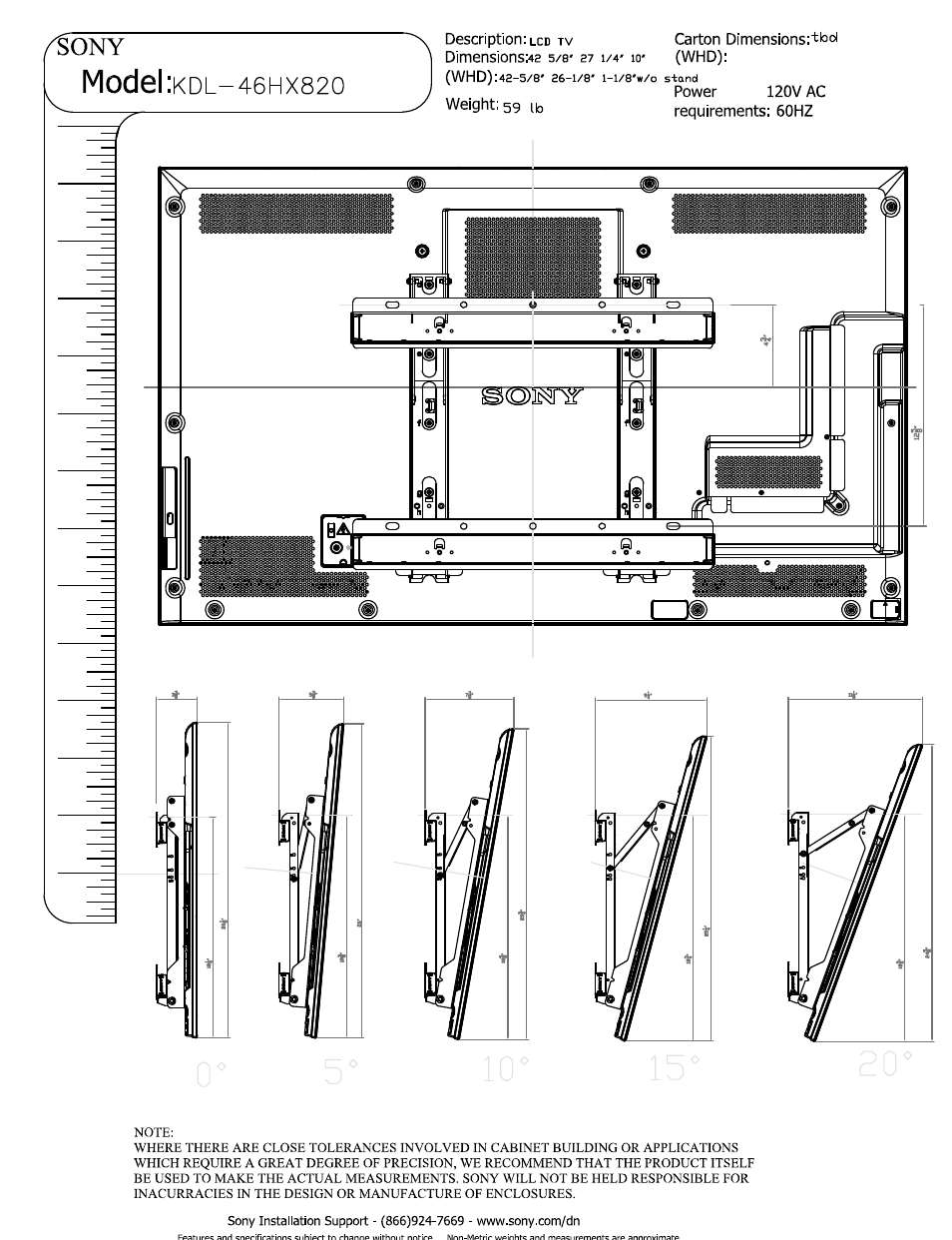 Model | Sony KDL-46HX820 User Manual | Page 3 / 3