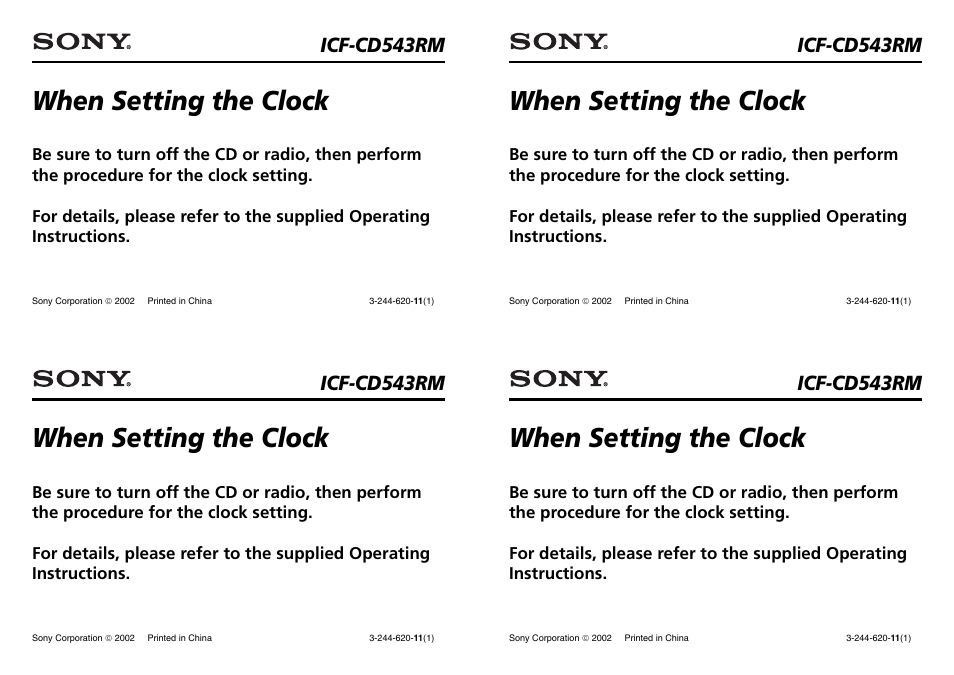 Sony ICF-CD543RM User Manual | 1 page