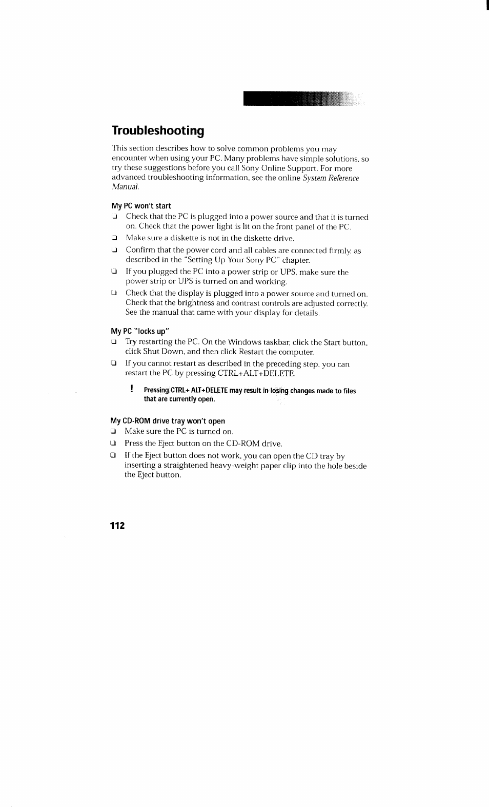 Troubleshooting, My pc won't start, My pc 