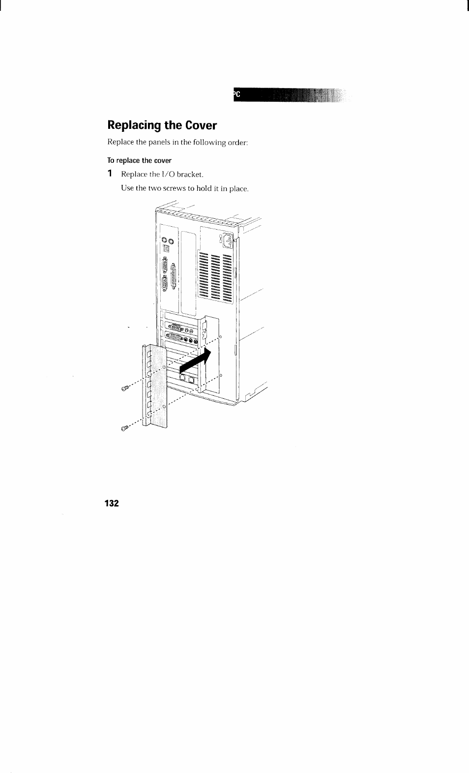 Replacing the cover | Sony PCV-230 User Manual | Page 140 / 164