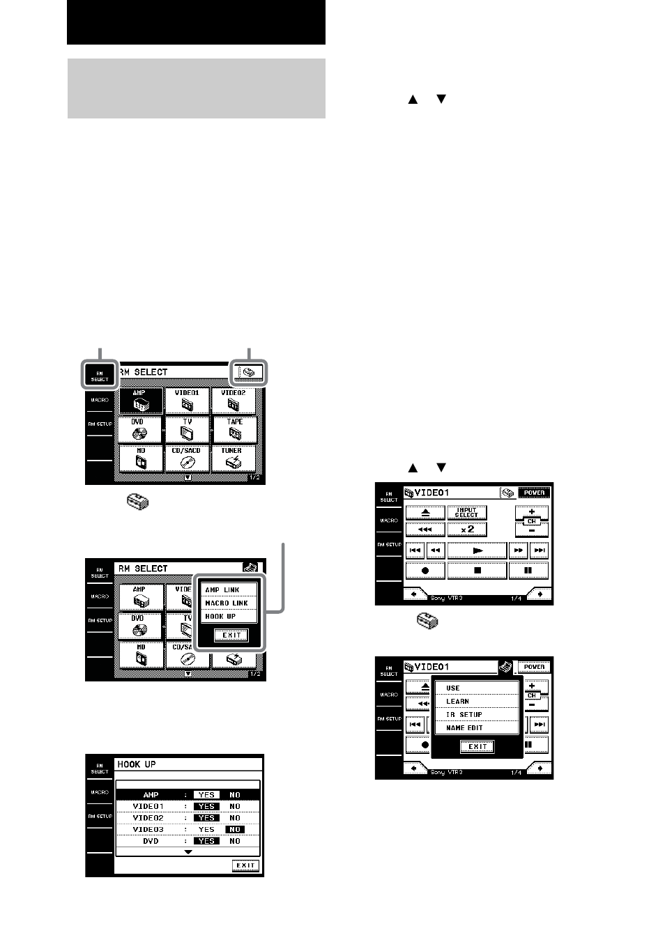 Registering the components | Sony RM-TP2 User Manual | Page 10 / 41