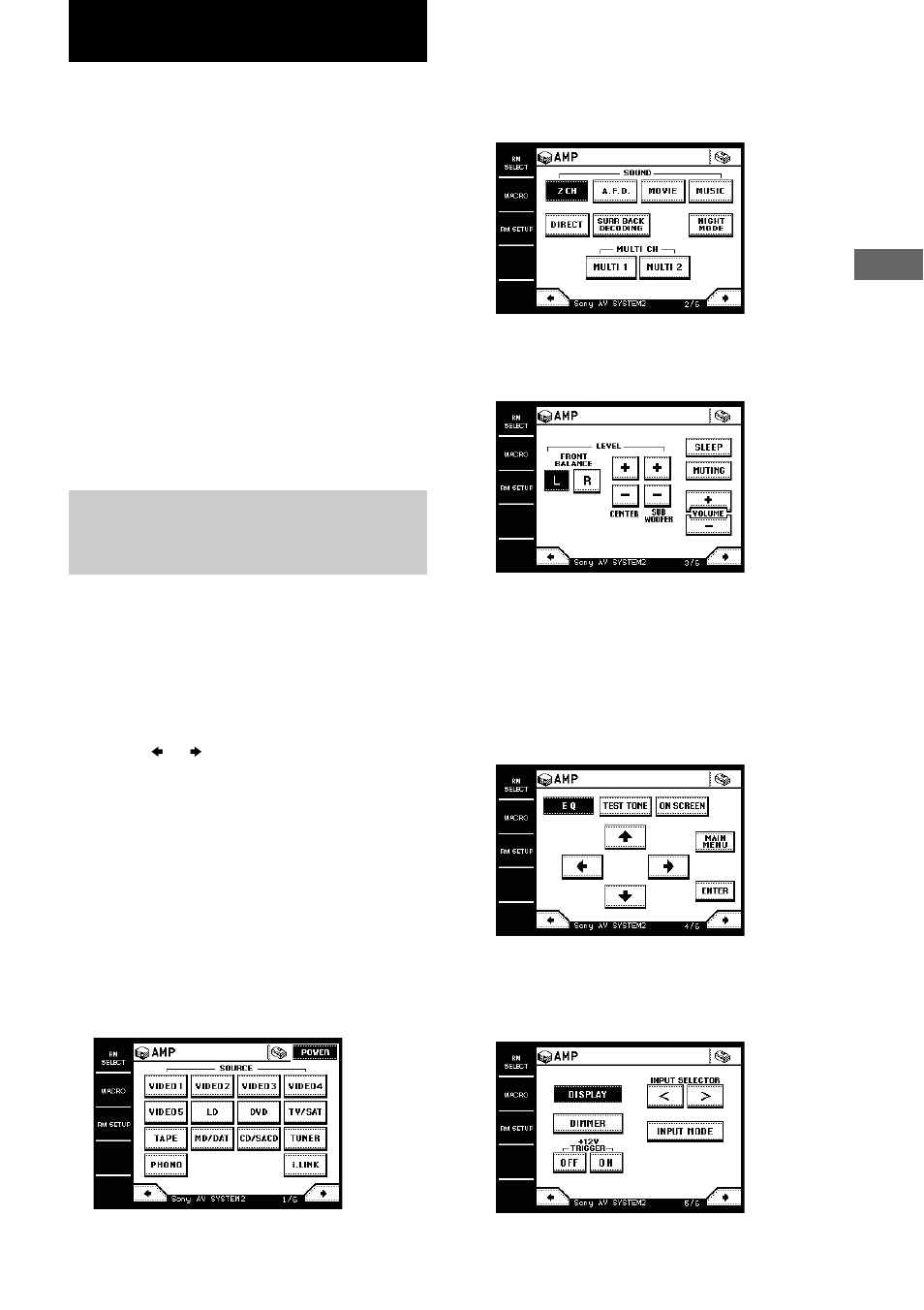 Operating the amplifier/ receiver | Sony RM-TP2 User Manual | Page 19 / 41