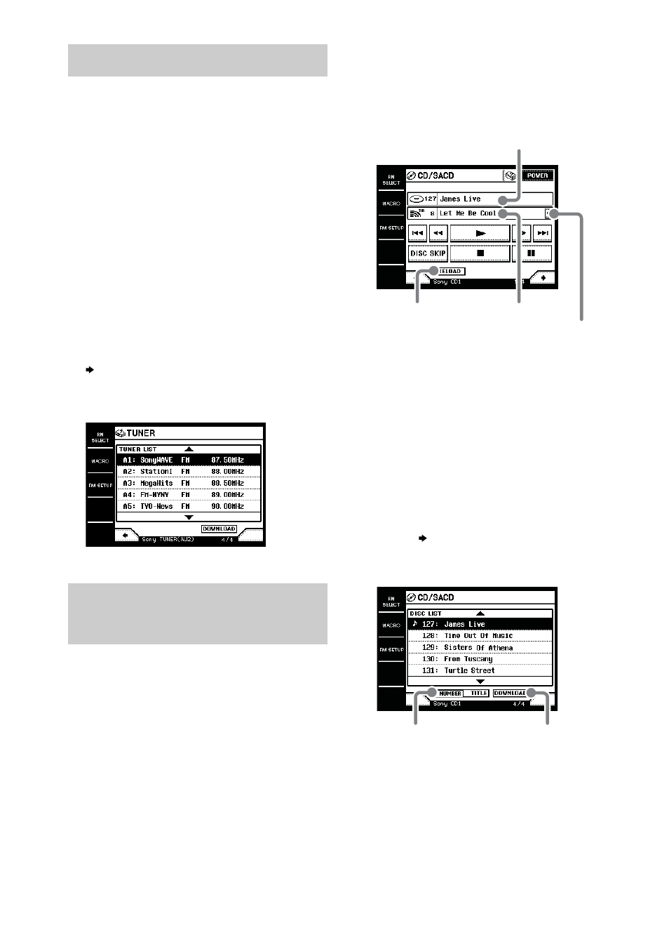 Operating the tuner, Operating the cd player or md deck | Sony RM-TP2 User Manual | Page 22 / 41
