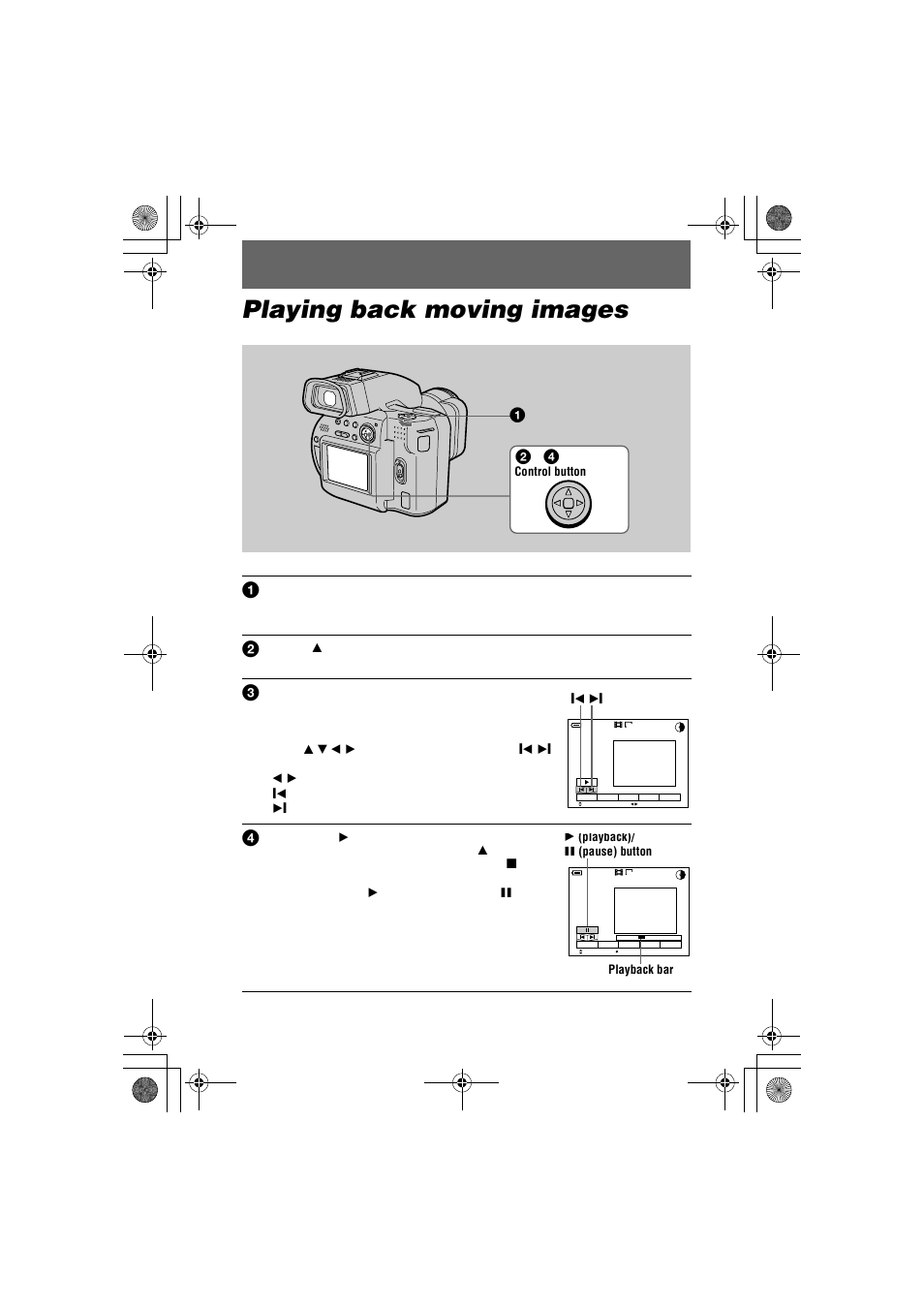Playing back moving images | Sony MVC-CD1000 User Manual | Page 26 / 80