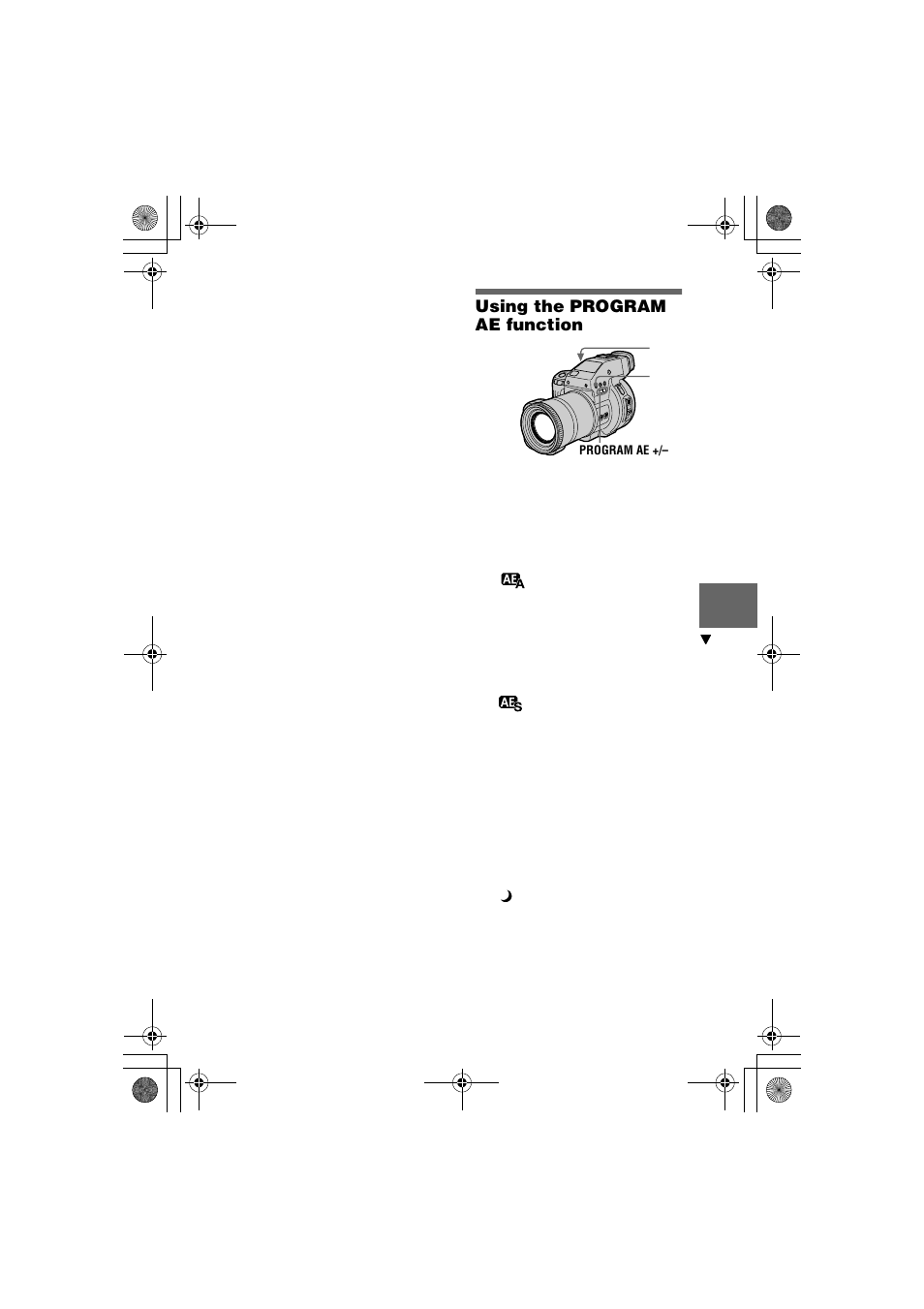 Using the program ae function, N (51), S (51) | Sony MVC-CD1000 User Manual | Page 51 / 80