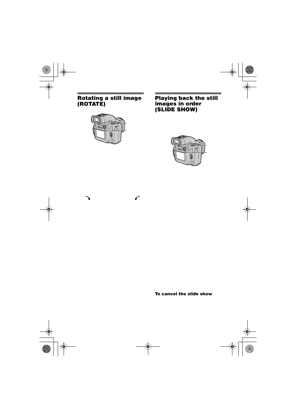 Rotating a still image (rotate), Slide show) | Sony MVC-CD1000 User Manual | Page 58 / 80