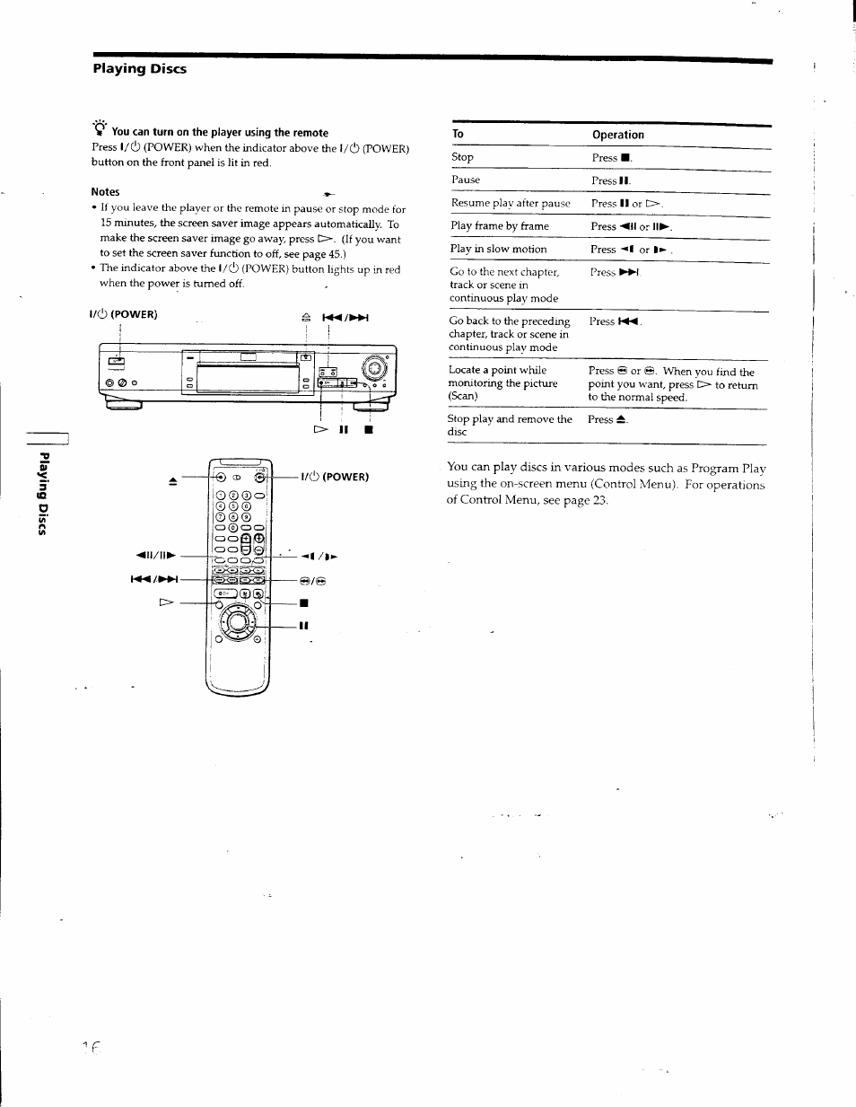 Playing discs | Sony DVP S530D User Manual | Page 16 / 67