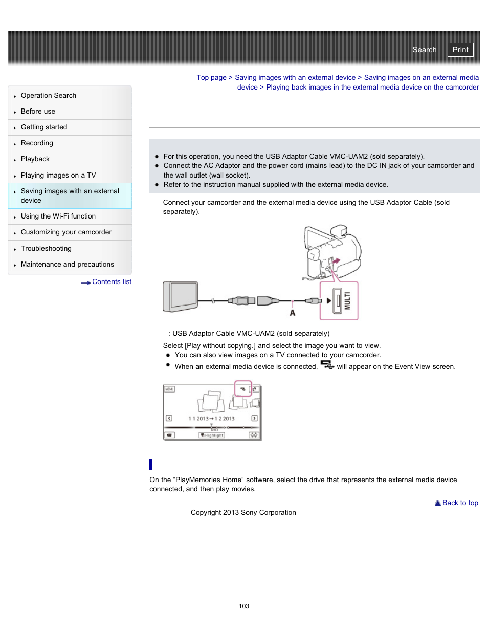 Camcorder, Handycam" user guide | Sony HDR-PJ790V User Manual | Page 112 / 287