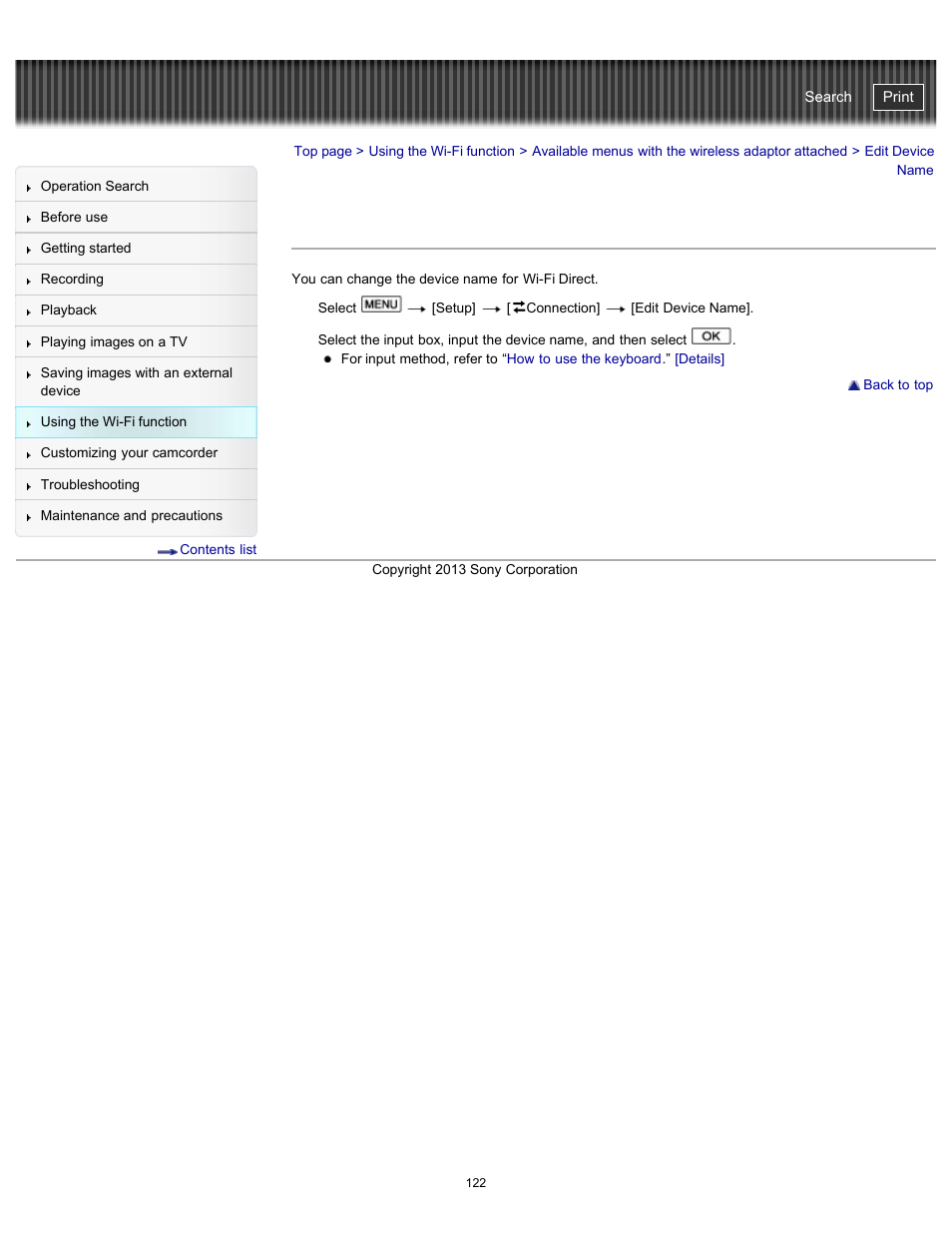 Edit device name, Handycam" user guide | Sony HDR-PJ790V User Manual | Page 131 / 287