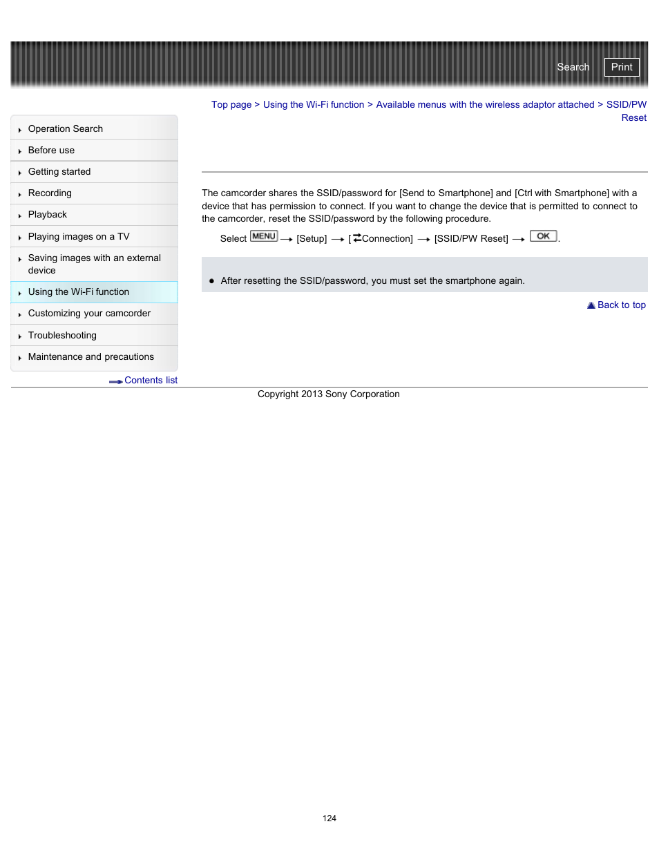 Ssid/pw reset, Handycam" user guide | Sony HDR-PJ790V User Manual | Page 133 / 287