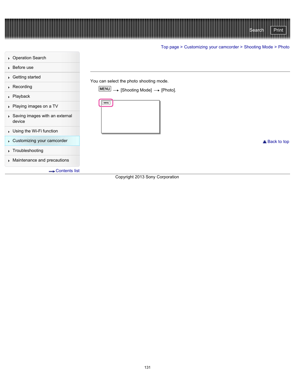 Photo, Handycam" user guide | Sony HDR-PJ790V User Manual | Page 140 / 287