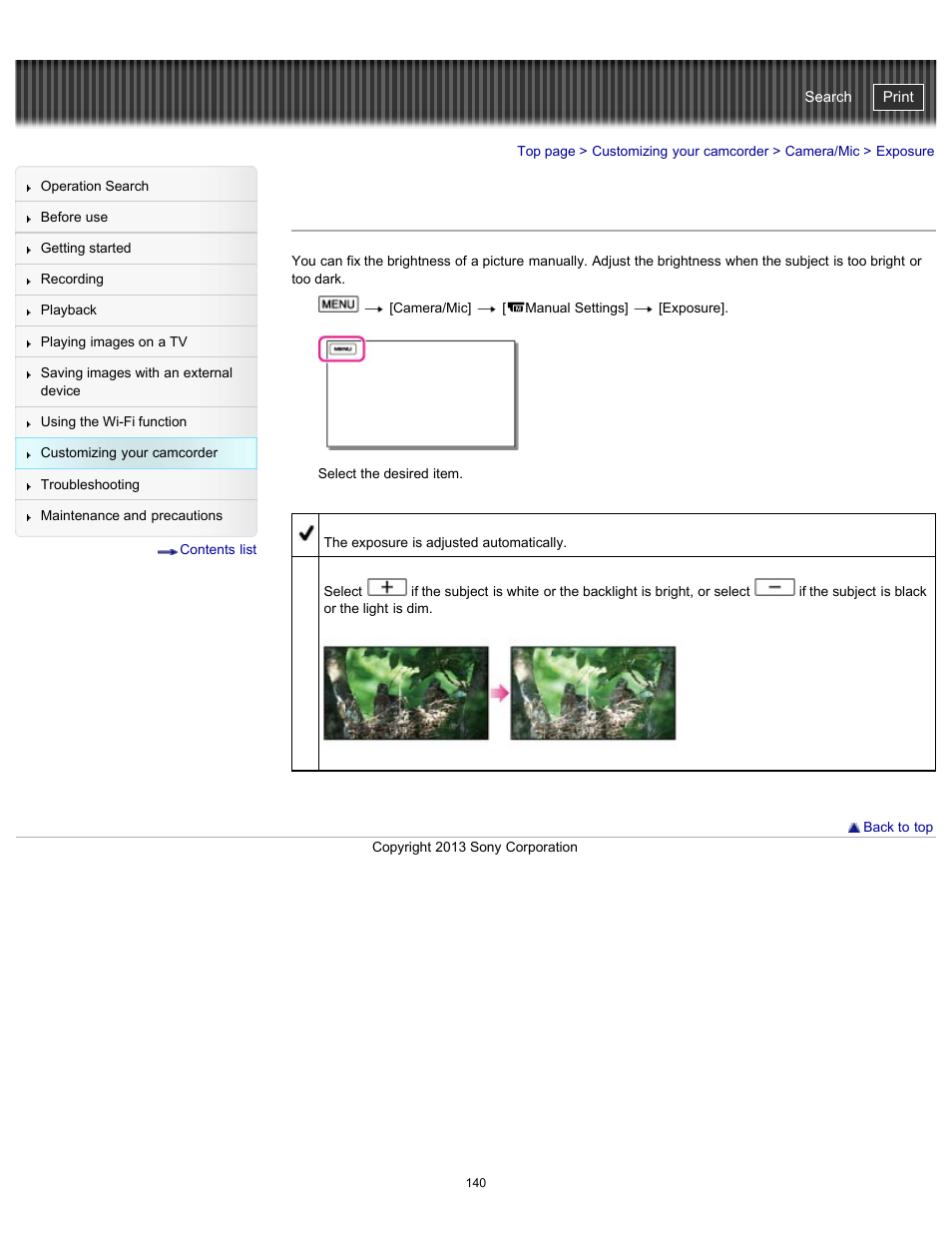 Exposure, Handycam" user guide | Sony HDR-PJ790V User Manual | Page 149 / 287