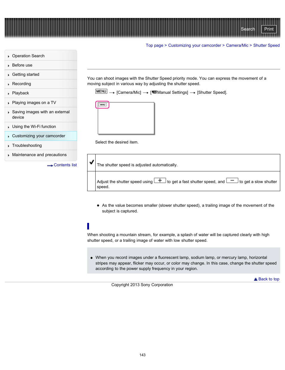 Shutter speed, To change the atmosphere of image by changing the, Handycam" user guide | Sony HDR-PJ790V User Manual | Page 152 / 287