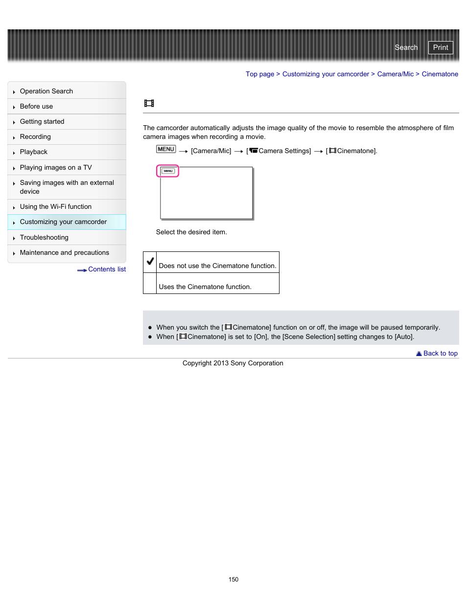 Cinematone, Handycam" user guide | Sony HDR-PJ790V User Manual | Page 159 / 287