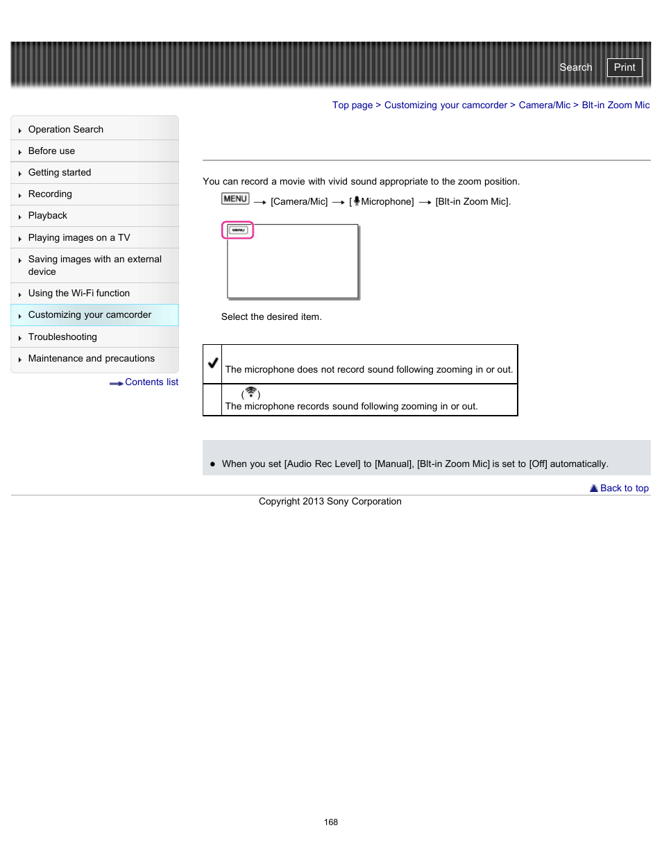 Blt-in zoom mic, Handycam" user guide | Sony HDR-PJ790V User Manual | Page 177 / 287