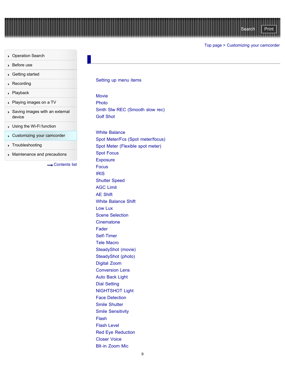 Customizing your camcorder, Using menu items, Shooting mode | Camera/mic | Sony HDR-PJ790V User Manual | Page 18 / 287