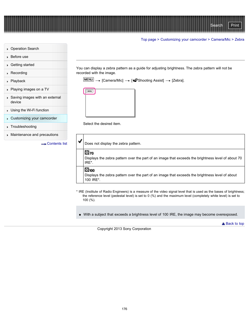 Zebra, Handycam" user guide | Sony HDR-PJ790V User Manual | Page 185 / 287