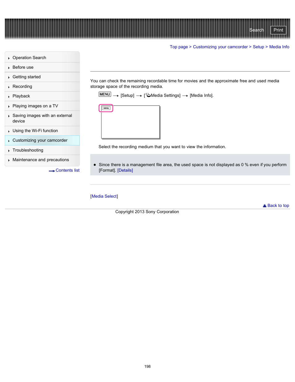 Media info, Handycam" user guide | Sony HDR-PJ790V User Manual | Page 207 / 287