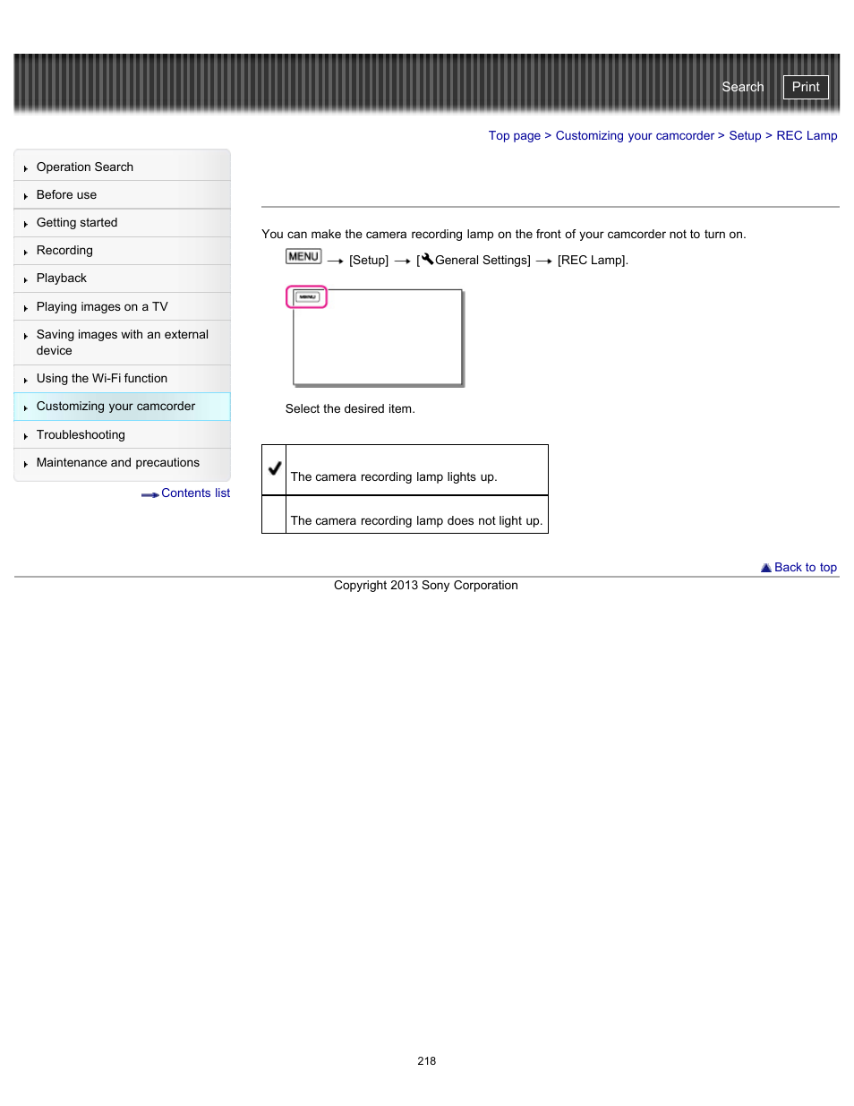 Rec lamp, Handycam" user guide | Sony HDR-PJ790V User Manual | Page 227 / 287