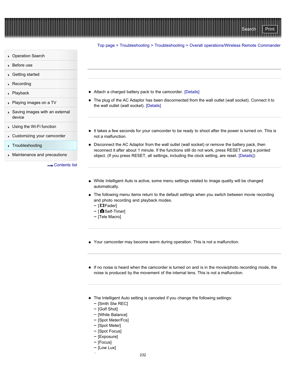 Overall operations/wireless remote commander, Handycam" user guide | Sony HDR-PJ790V User Manual | Page 241 / 287