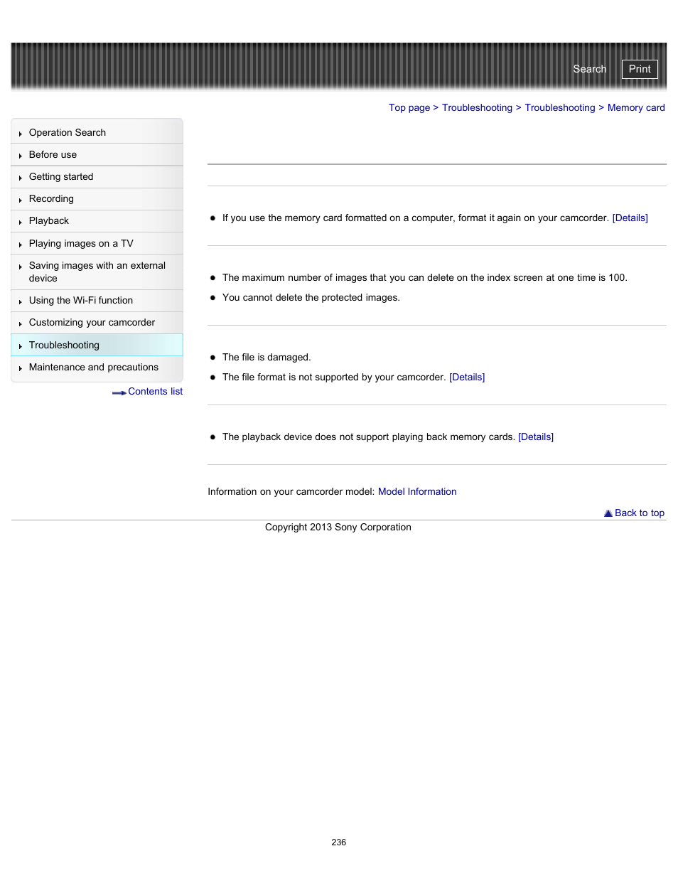 Memory card, Handycam" user guide | Sony HDR-PJ790V User Manual | Page 245 / 287