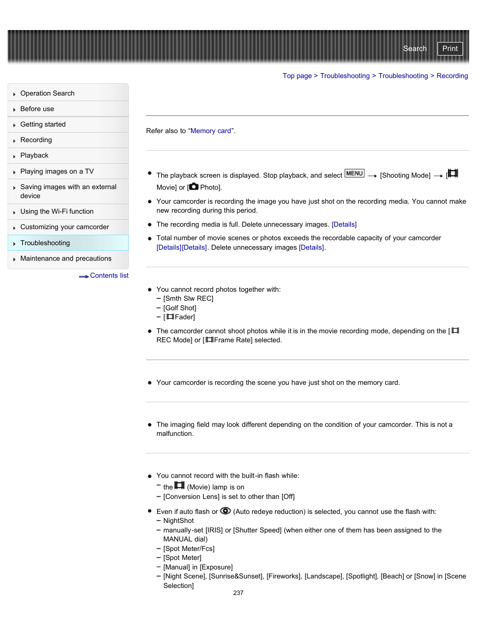 Recording, Handycam" user guide | Sony HDR-PJ790V User Manual | Page 246 / 287
