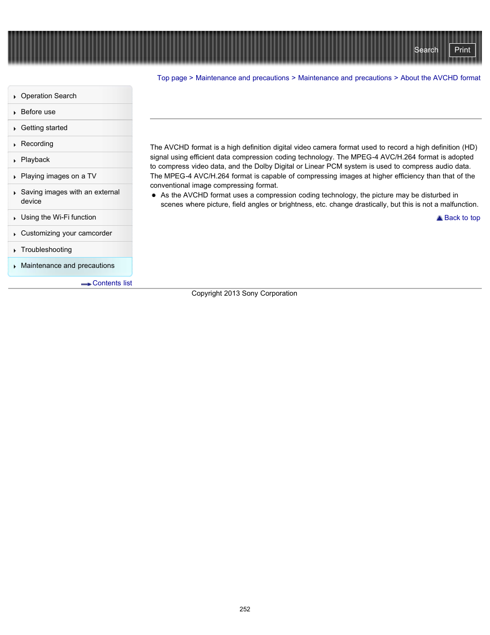 About the avchd format, Handycam" user guide | Sony HDR-PJ790V User Manual | Page 261 / 287