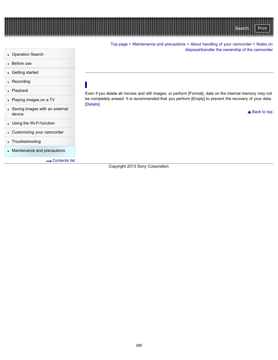 Handycam" user guide | Sony HDR-PJ790V User Manual | Page 275 / 287