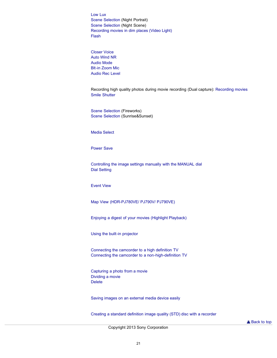 Sony HDR-PJ790V User Manual | Page 30 / 287