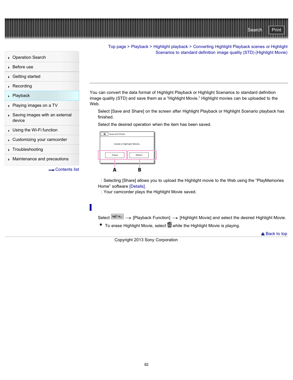 Quality (std) (highlight movie), Handycam" user guide | Sony HDR-PJ790V User Manual | Page 91 / 287