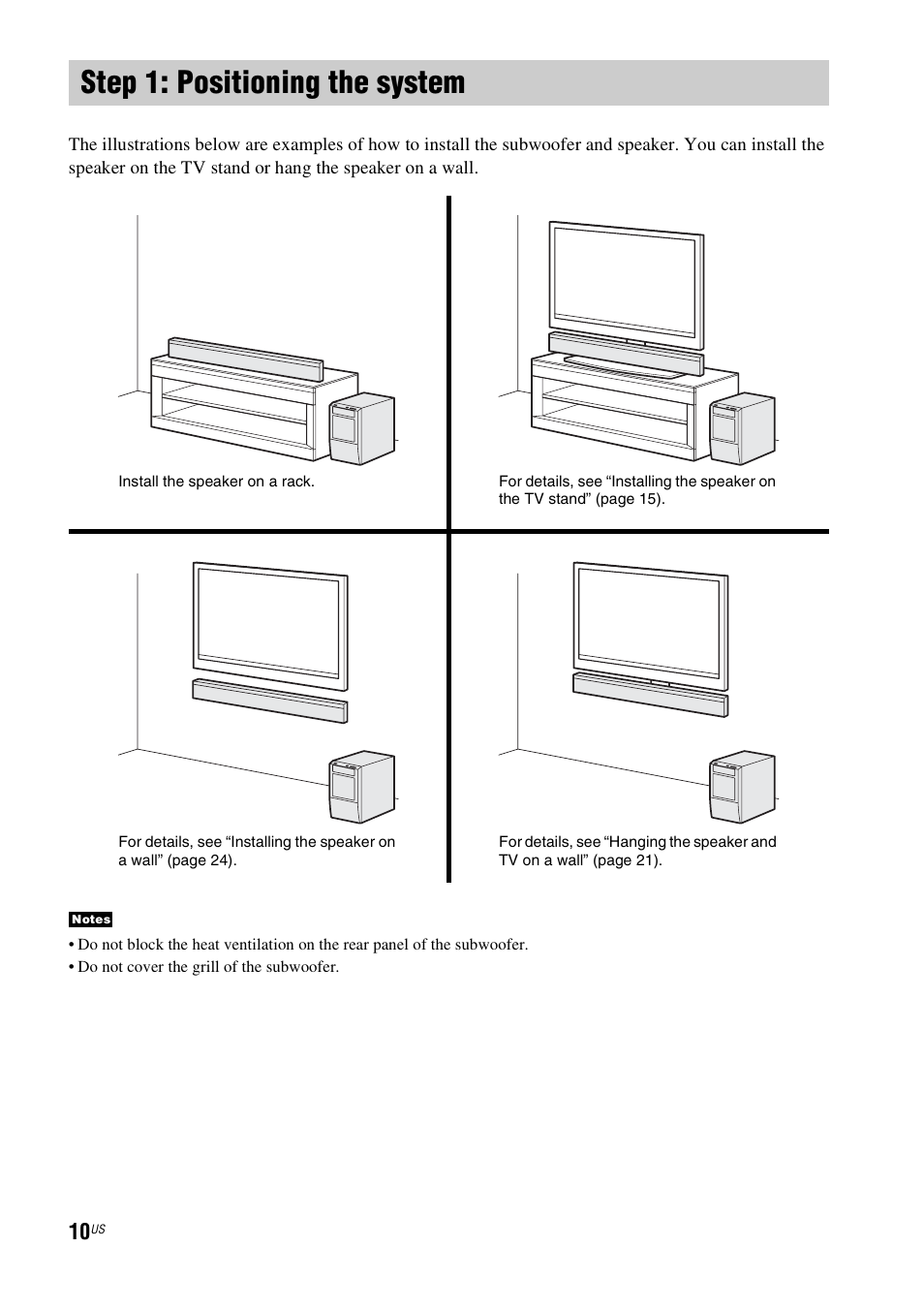 Step 1: positioning the system | Sony HT-CT500 User Manual | Page 10 / 340