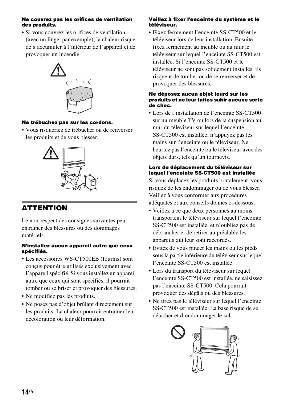 Attention | Sony HT-CT500 User Manual | Page 120 / 340