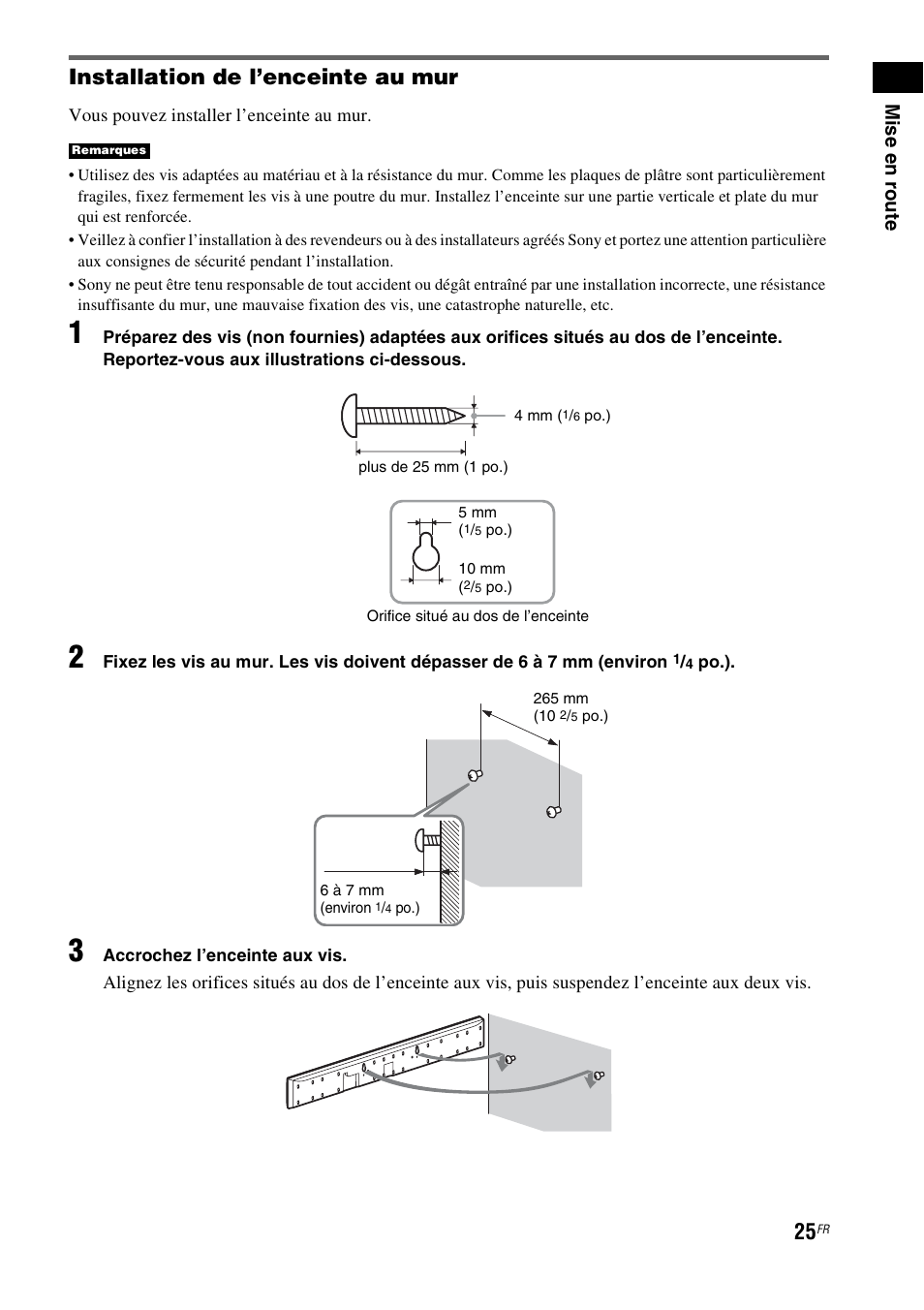 Installation de l’enceinte au mur | Sony HT-CT500 User Manual | Page 131 / 340