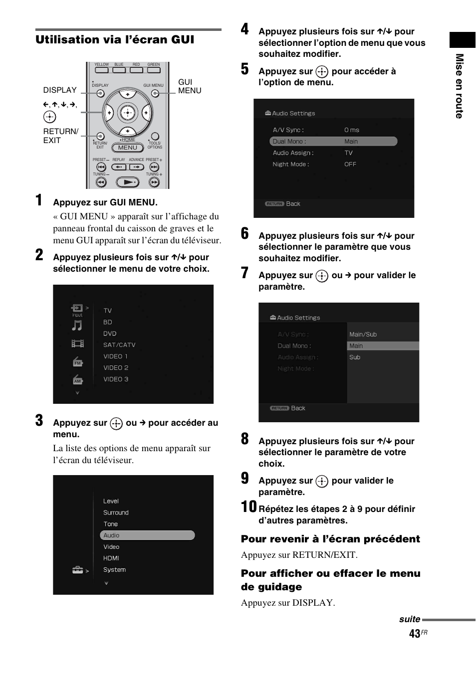 Utilisation via l’écran gui | Sony HT-CT500 User Manual | Page 149 / 340