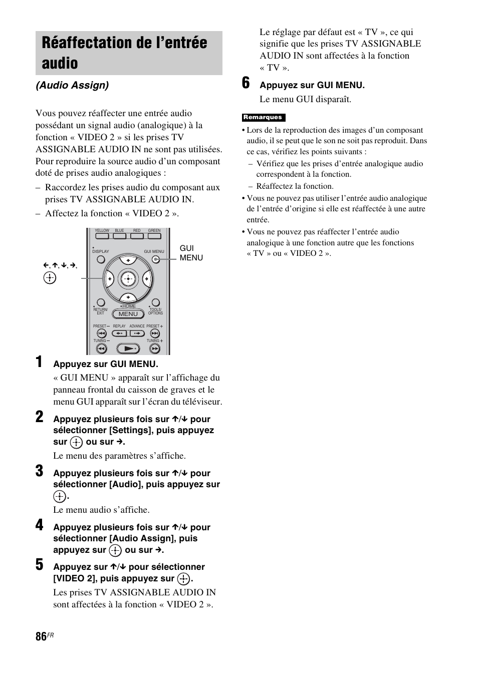 Réaffectation de l’entrée audio, Audio assign) | Sony HT-CT500 User Manual | Page 192 / 340