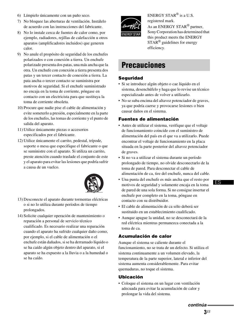 Precauciones | Sony HT-CT500 User Manual | Page 223 / 340