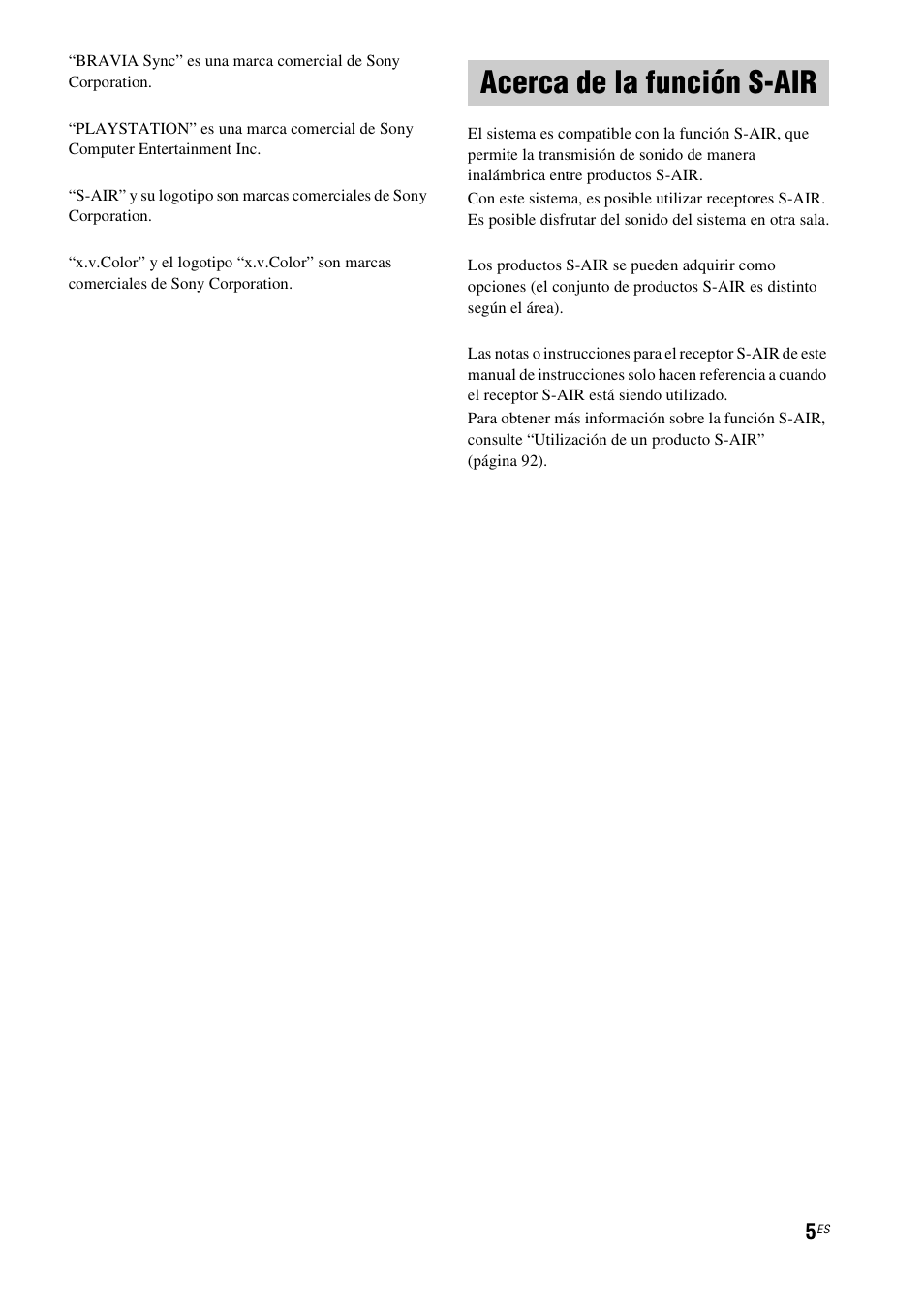 Acerca de la función s-air | Sony HT-CT500 User Manual | Page 225 / 340