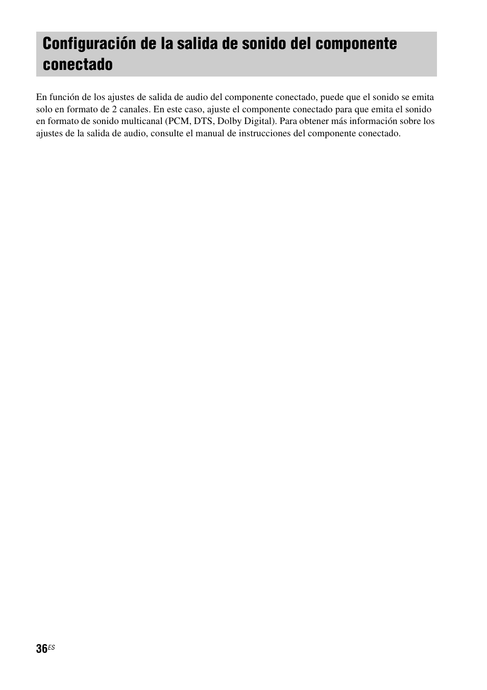 Configuración de la salida de sonido del, Componente conectado | Sony HT-CT500 User Manual | Page 256 / 340