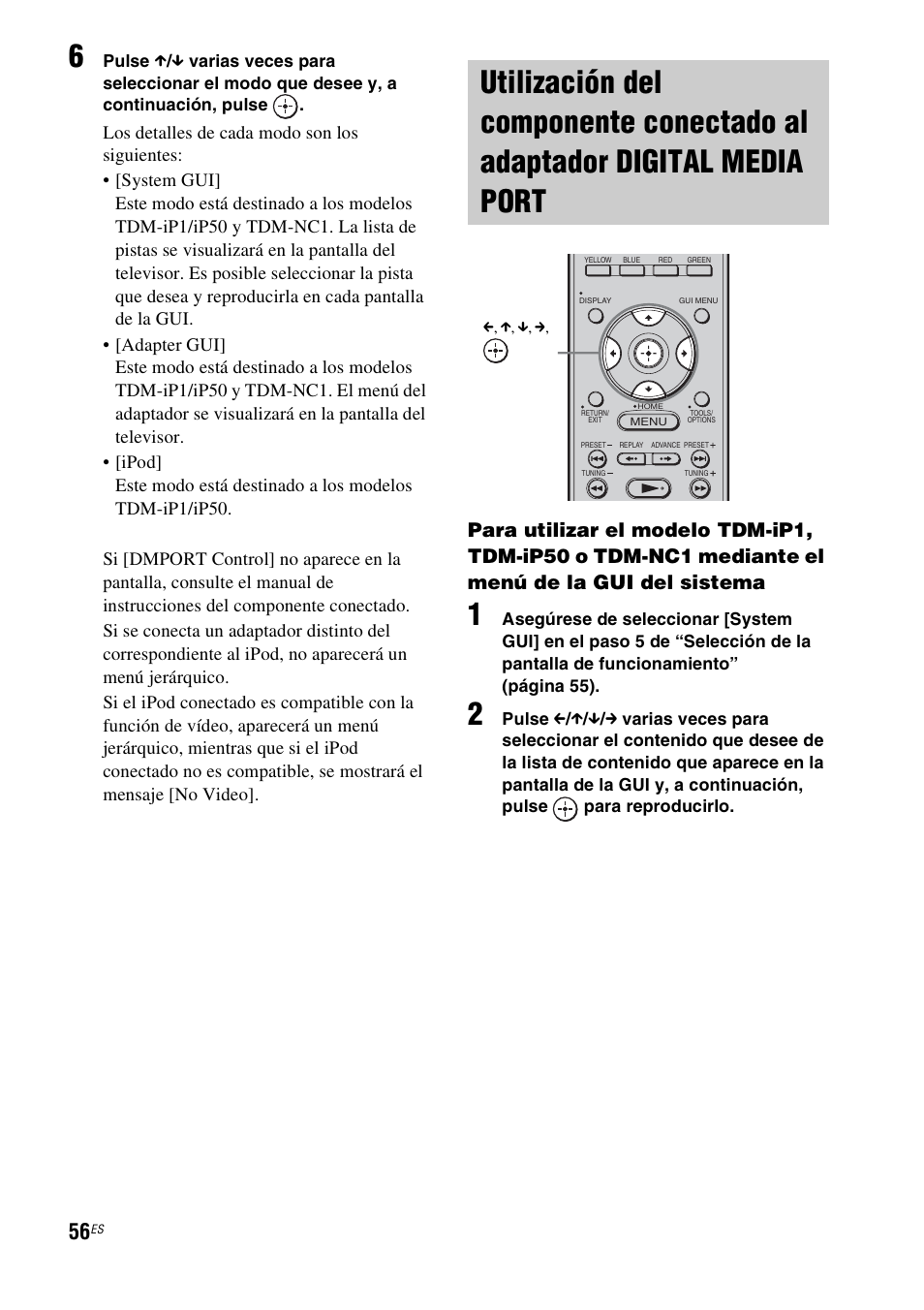 Utilización del componente conectado al, Adaptador digital media port | Sony HT-CT500 User Manual | Page 276 / 340