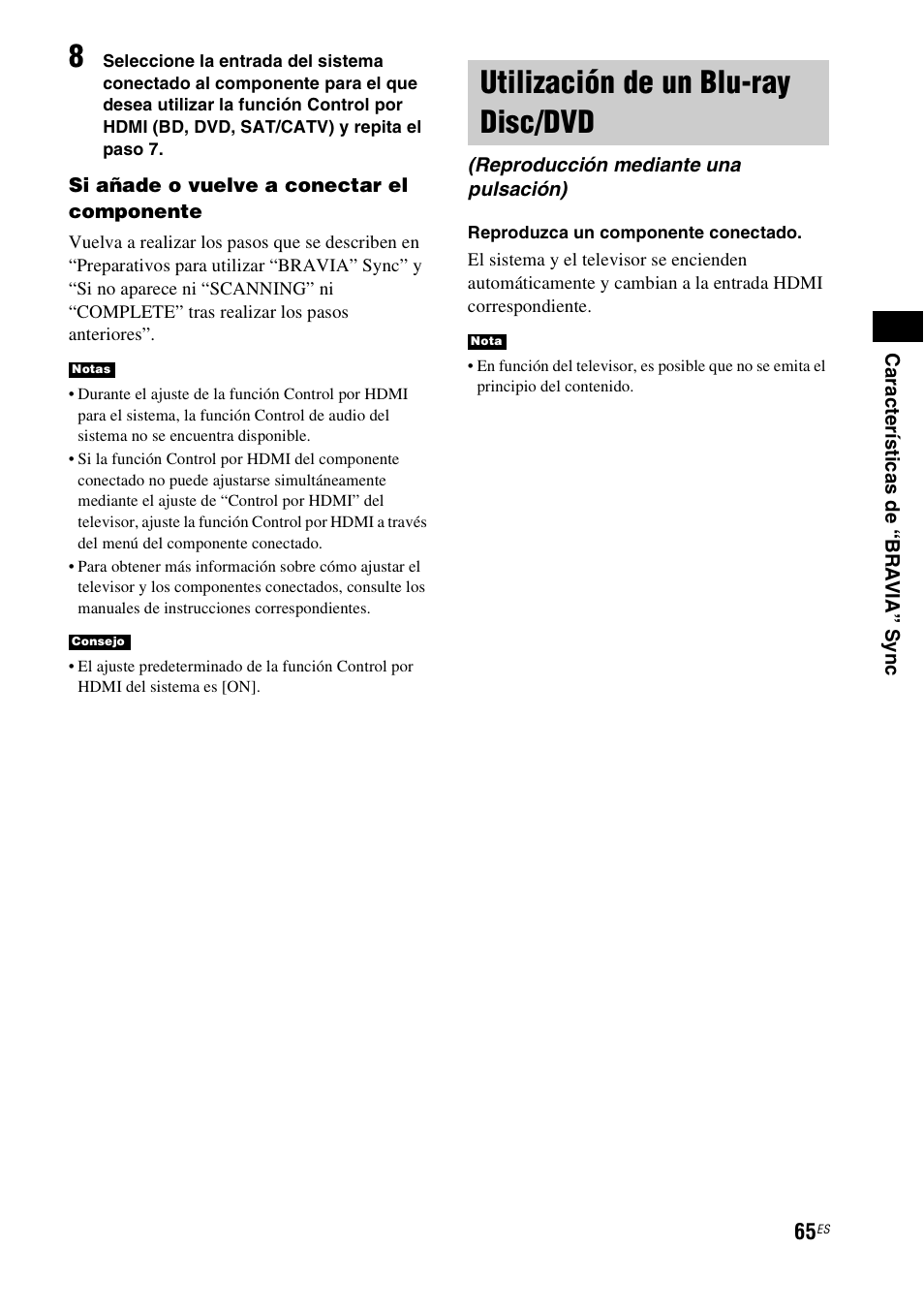 Utilización de un blu-ray disc/dvd, Reproducción mediante una pulsación) | Sony HT-CT500 User Manual | Page 285 / 340