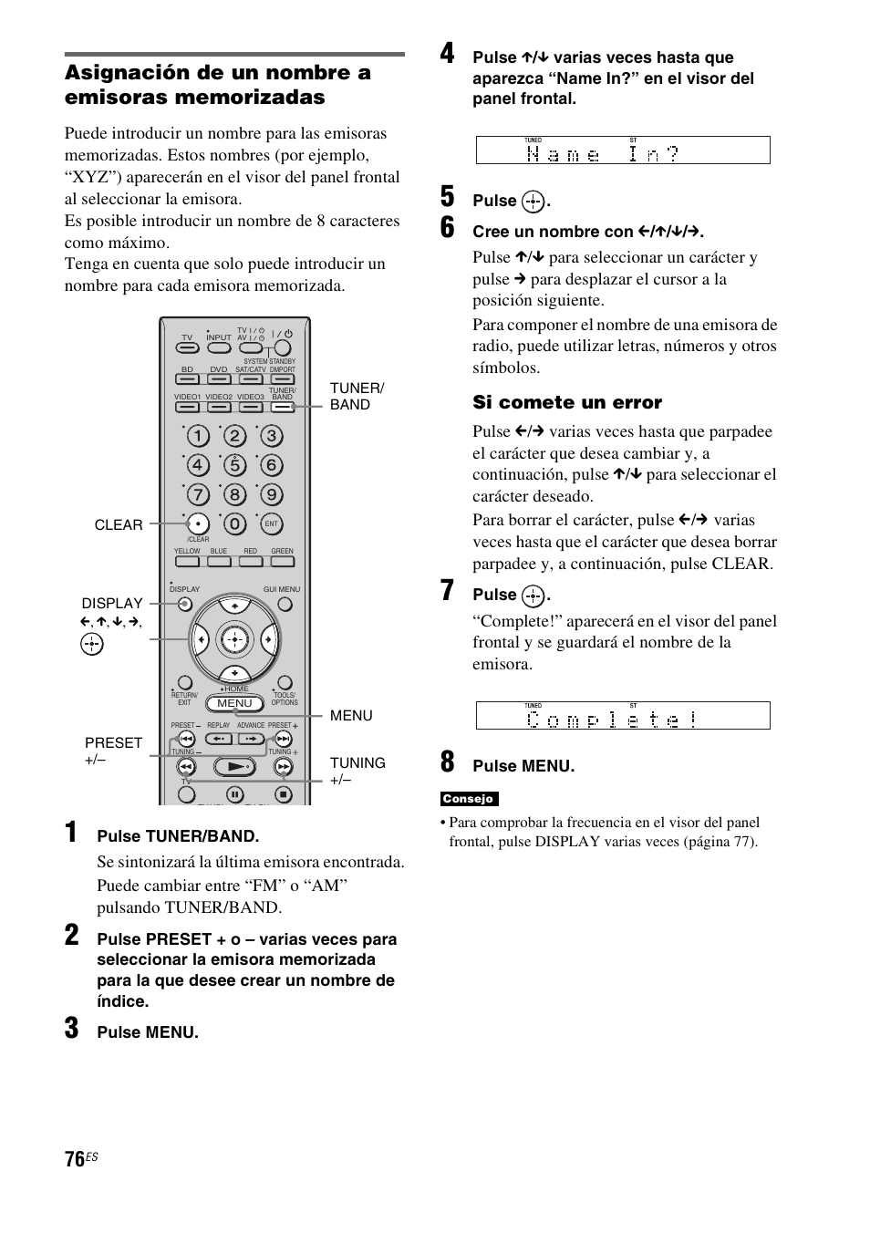 Si comete un error | Sony HT-CT500 User Manual | Page 296 / 340