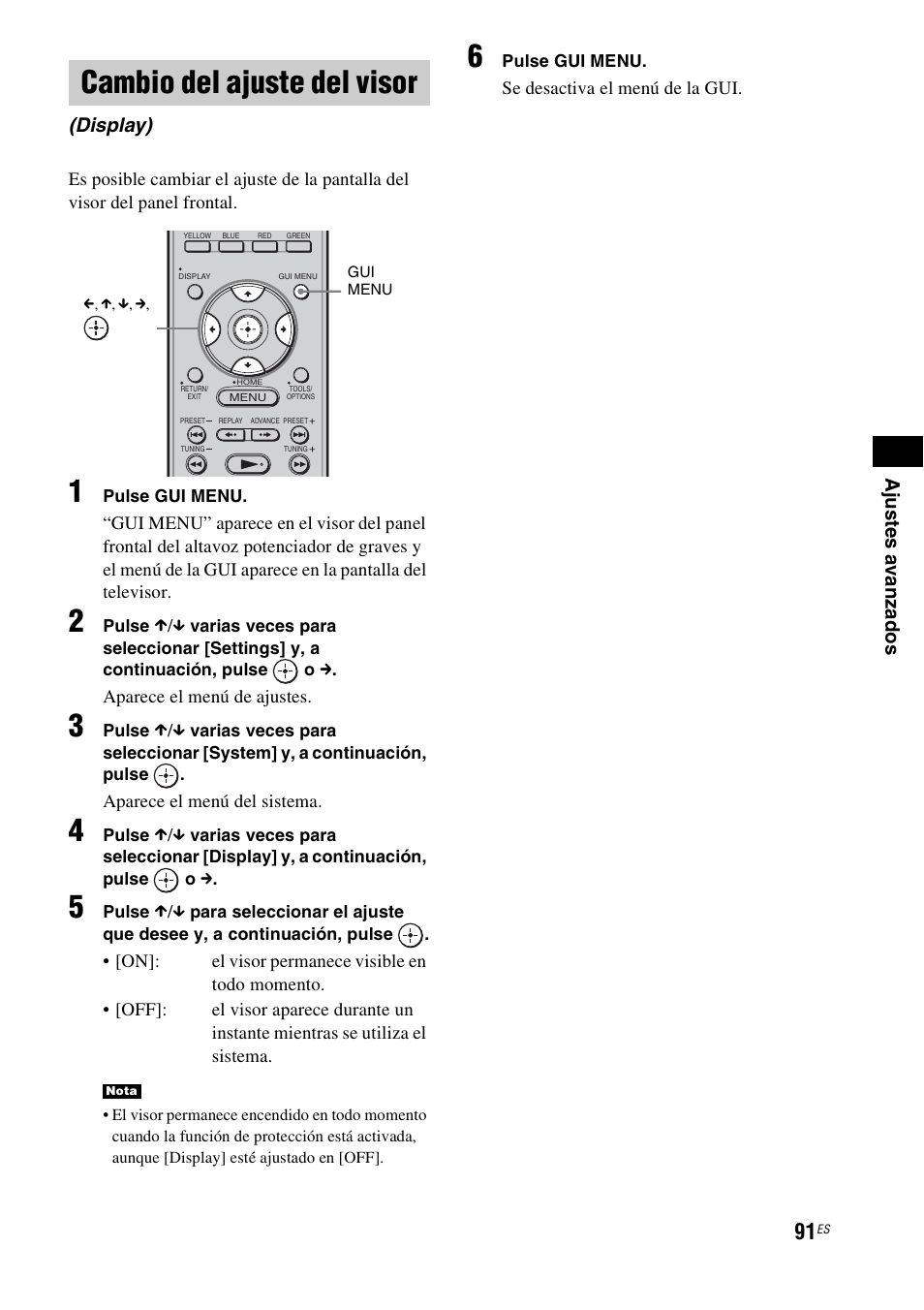 Cambio del ajuste del visor, Display) | Sony HT-CT500 User Manual | Page 311 / 340